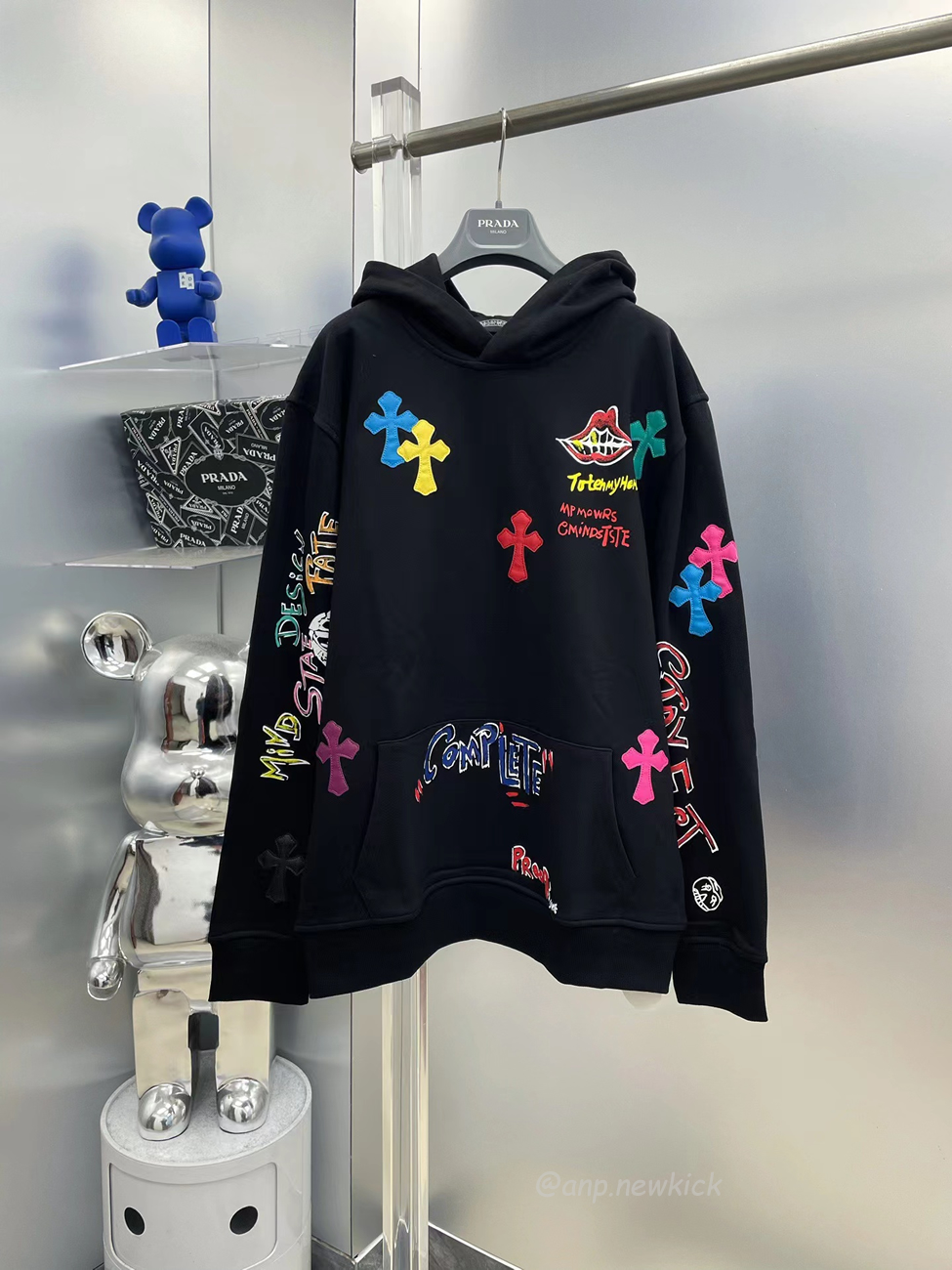 Chrome Hearts Multi Color Cross Hoodie Black White Gray (11) - newkick.vip